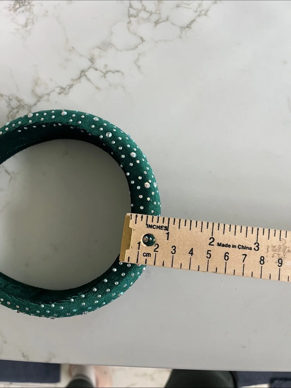 Green Padded Headband with Crystal Accents